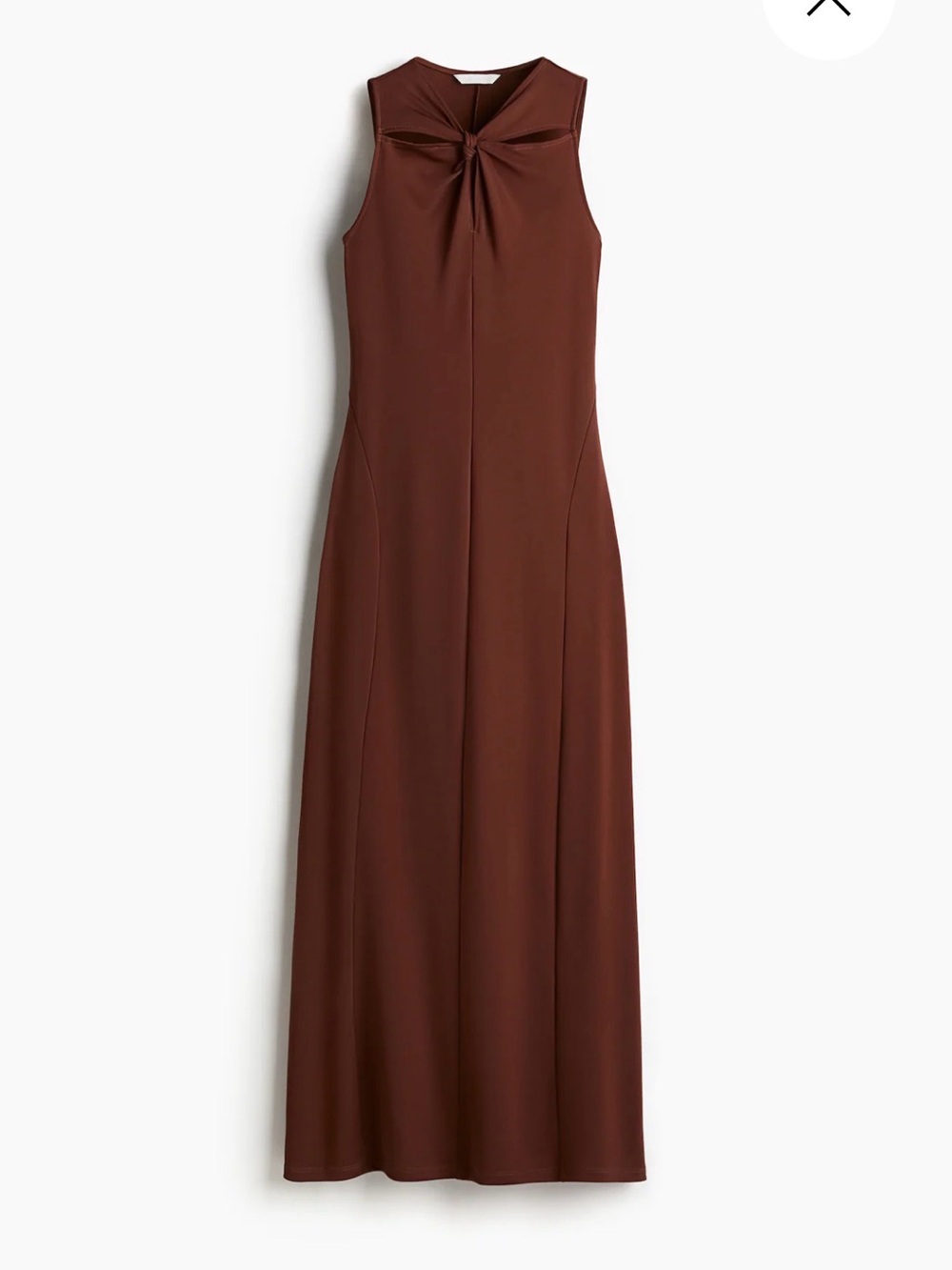 H&M Brown Sleeveless Midi Dress with Knot Detail
